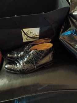 Black Crocodile Leather Oxford Dress Shoes