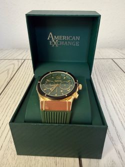 American Exchange Green & Gold Chronograph Watch