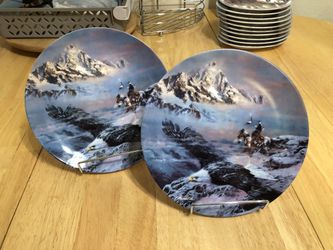 Julie Kramer Cole plate “Wambli Olive” Bald Eagle Native American Art