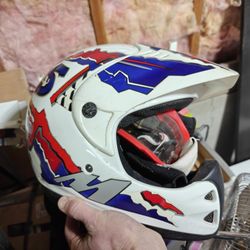 Dirt Bike Helmet Size Medium And Gloves 