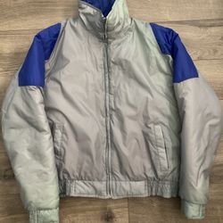 Vintage David Michael Puffer Bomber Jacket Gray Purple 80s Coat Made In Korea XL