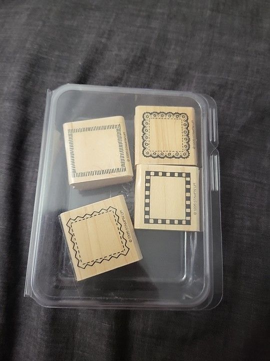 Stampin' Up Borders Mini 4  Piece Wooden Rubber Stamp Set