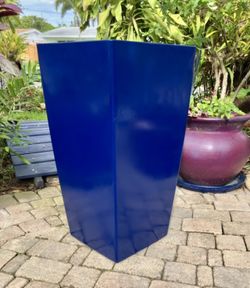 30” Dark Blue Resin Planter/Pot: 15.25”W x 15.25”D x 29.75”H