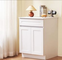 White Shaker Base Cabinet with Drawer, 24-Inch Unassembled Drawer Base Cabinet, 24" W x 24" D x 34.5" H Ready to Assemble Cabinet with Soft-Close Door