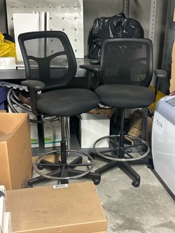 Black Mesh Drafting Chairs Set of 2