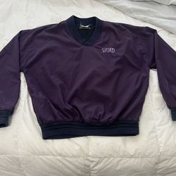 TCU Purple Windbreaker Pullover Jacket - V-Neck Men's Windbreaker
