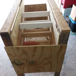 Storage Bin On Wheels With Three Divided Sections 