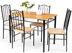 5 piece kitchen table with 4 padded chairs. Tablet top is a vintage wood.