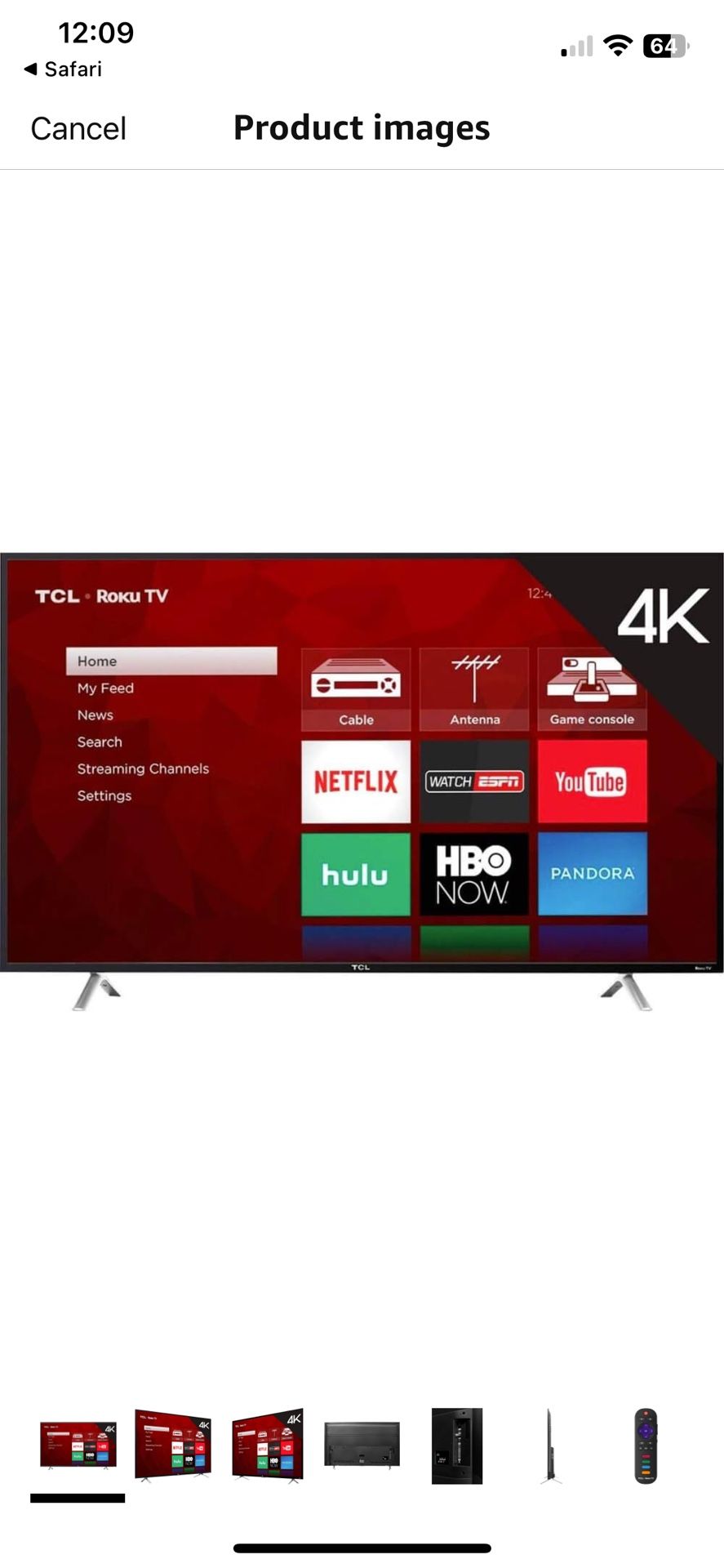 LIKE-NEW 55” TCL ROKU TV