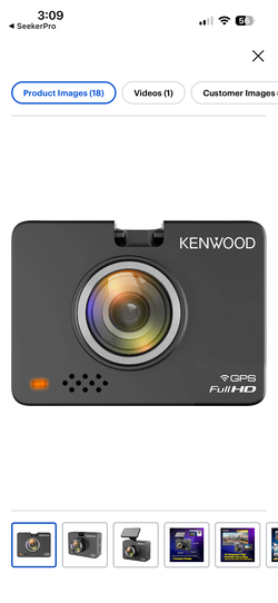 Kenwood - DRV-A310W 1080p Full HD Dashcam with GPS, Wireless Link, and Motion detection - Black