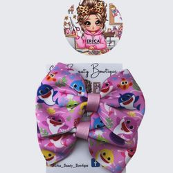 Baby Shark Piggies Bows For Girls 