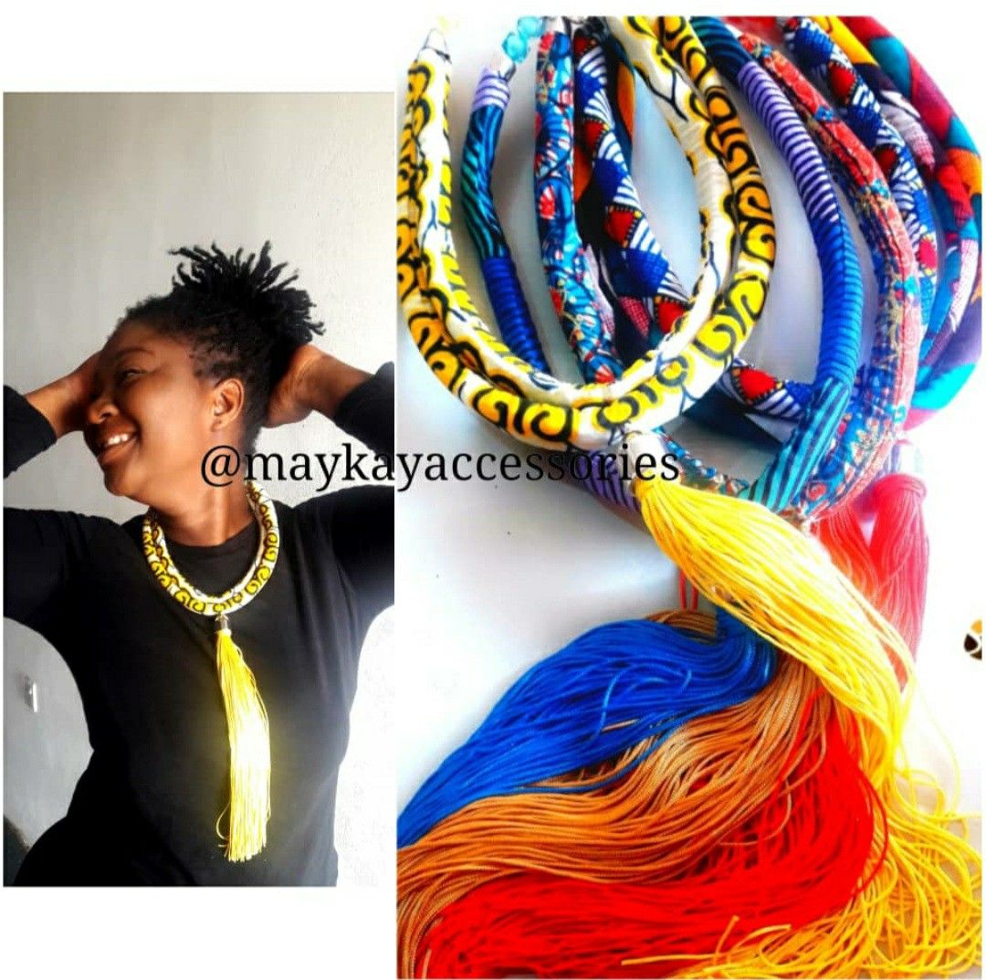African print necklaces - available in different colors to choose from