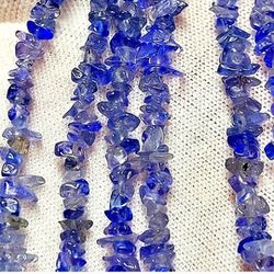 Set Of 100x Beads NATURAL TANZANITE ROUGH POLISHED GEMSTONES PRE-DRILLED BEADS