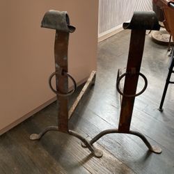 2wrought iron fireplace andirons