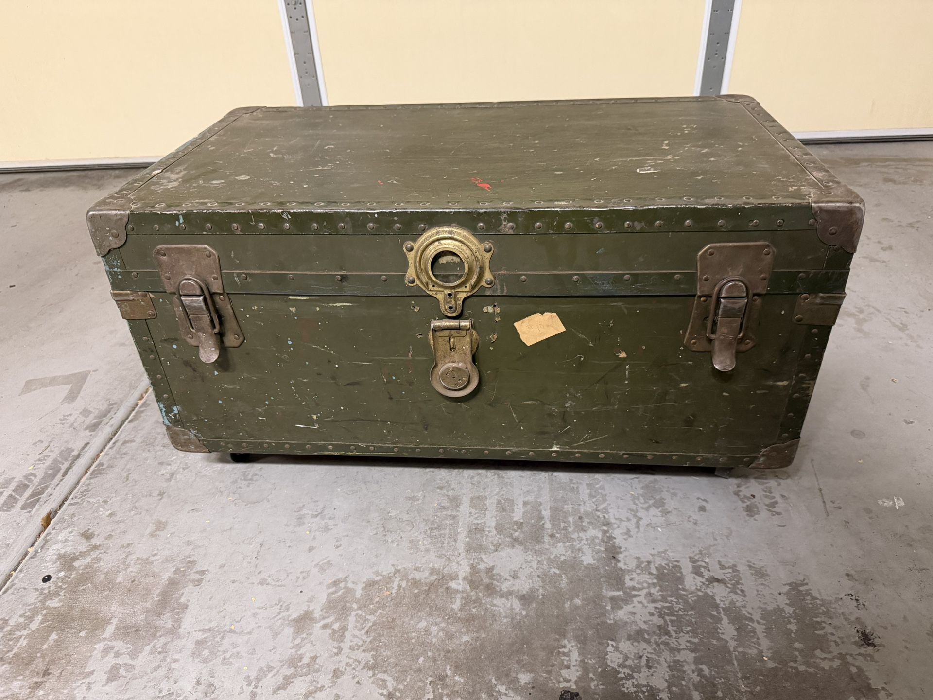Vintage Military Storage Footlocker Trunk