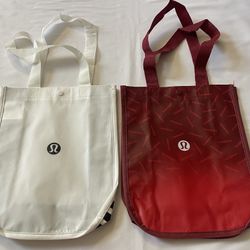 New Women Lululemon Shopping Lunch Bag Reusable Tote Handbag Red Lots of 2
