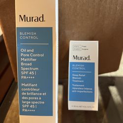 Murad Blemish Control Bundle – Mattifier SPF 45 + Deep Relief Treatment – Acne Skincare – New
