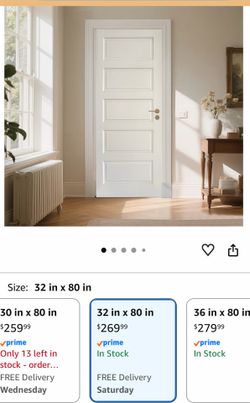 32" x 80" Slab Door - Interior Slab Doors for Dining Room, Bedroom, Closet, Laundry Room, Bathroom, Pantry -French Door Panels with a 5-Panel Design