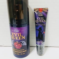 Limited Edition!©️Disney Villains BATH & BODY WORKS💜🪞🍎👑 EVIL QUEEN 👑🍎🪞💜2-pc Mini Set