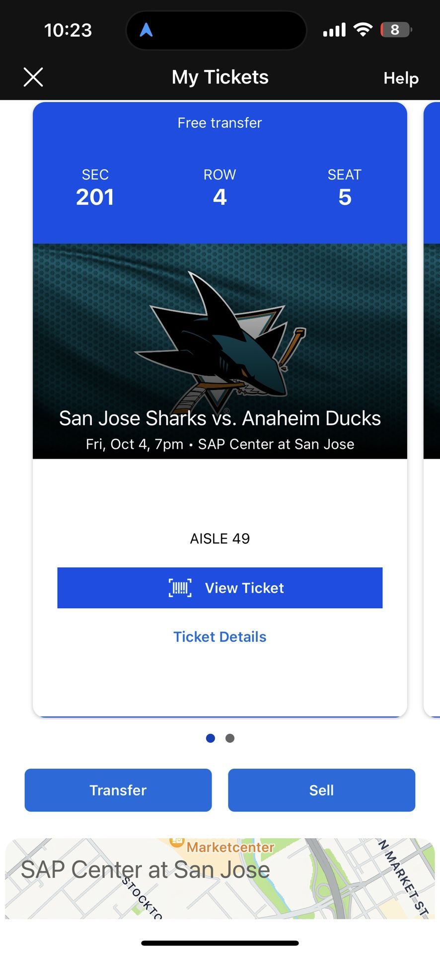 2 Shark Hockey Game Tickets Got Tonight's Game