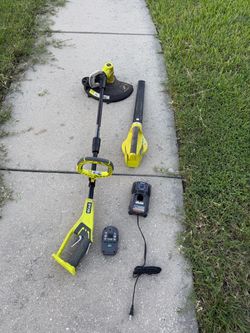 Ryobi P2008VNM is an 18V ONE+ cordless string trimmer and edger and blower with one battery and charger works great. Did some testing for demo purpose