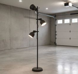 IKEA HEKTAR Triple Floor Lamp - Industrial 3- Arm Lamp - Dark Black