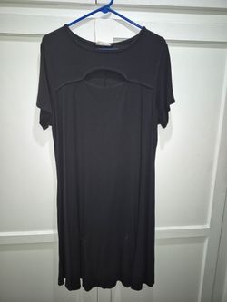 Black Short Sleeve Cutout Midi Dress