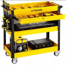 29 in. 400 lbs. Tool Storage Tool Cart With 1-Drawer on Wheels Yellow