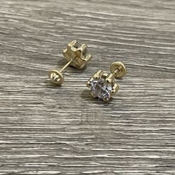 Stood Earring 14k Solid With Safety Screws Back 