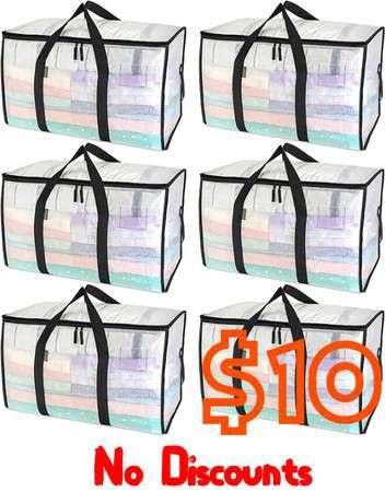 (NEW) Storage Bags for Clothes/Blankets - 6 Pack