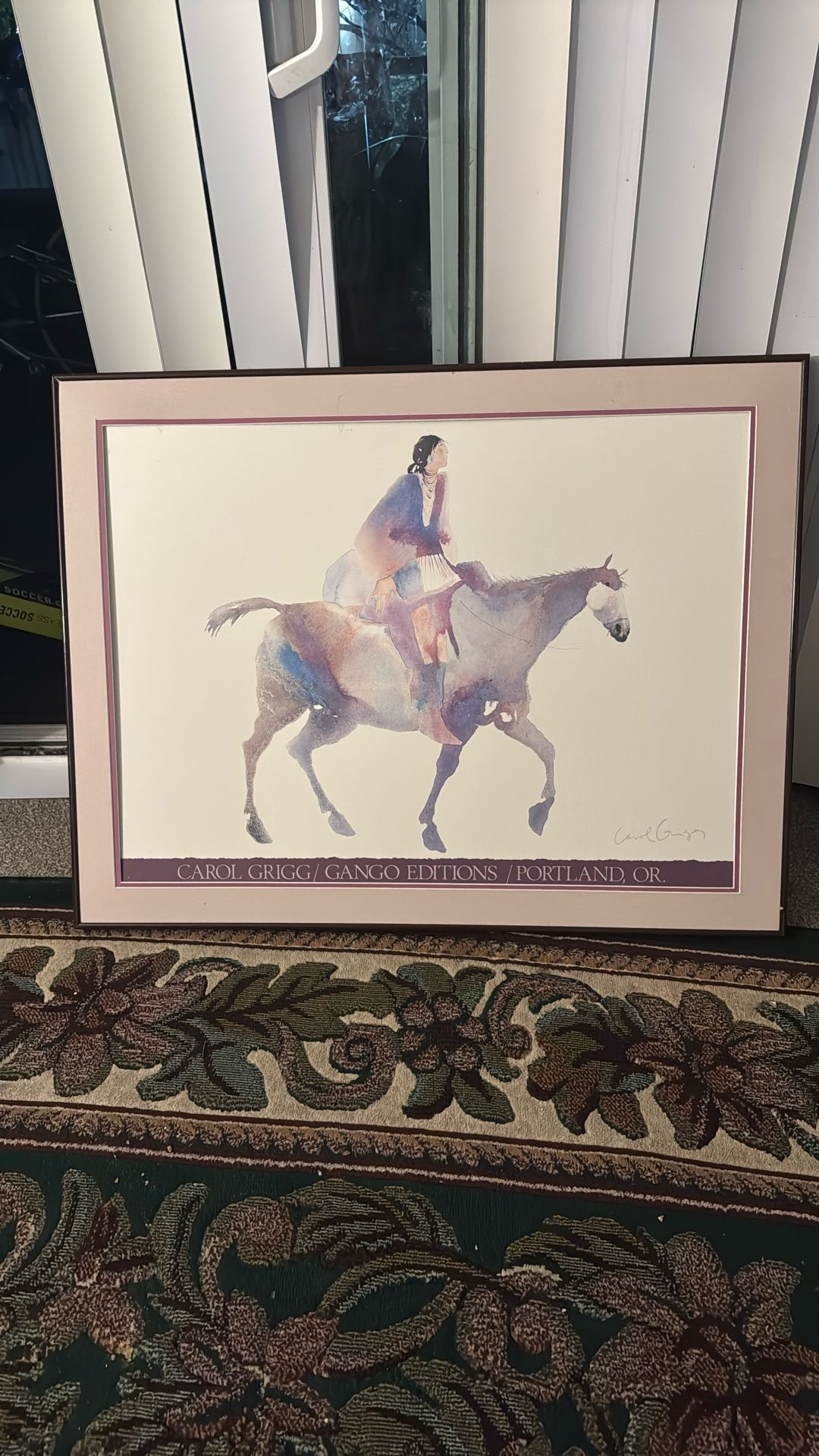 Carol Grigg Native American Watercolor Women On Horse