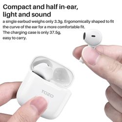 Wireless Earbuds Bluetooth 5.3 Half in-Ear Lightweight Headsets with Digital Call Noise Reduction,Charging Case with Reset Button Hall Detection,Premi