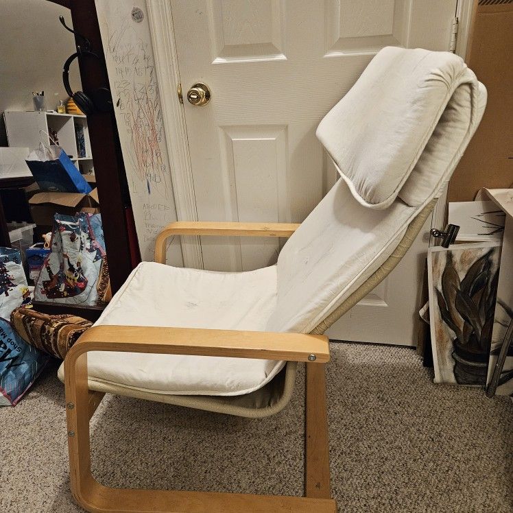 IKEA Poang Off White/Beige Birchwood Living Room Chair