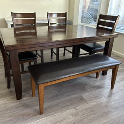 DINING ROOM TABLE with 4 Chairs + Bench 
