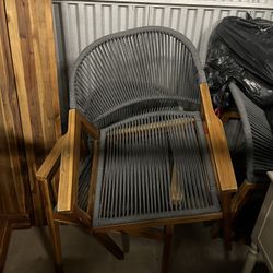 Indoor Or OutdoorBamboo Wood Table With 7 Chairs. 