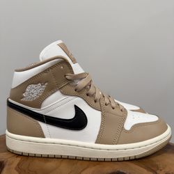 Nike Air Jordan 1 Mid Sail Desert Black BQ6472-103 Women's Size 6.5