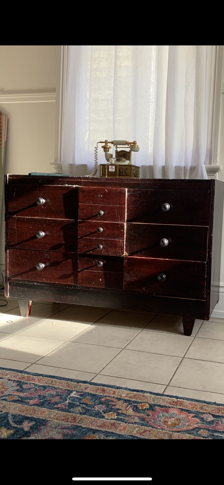 Solid Wood Antique Brown Dresser 