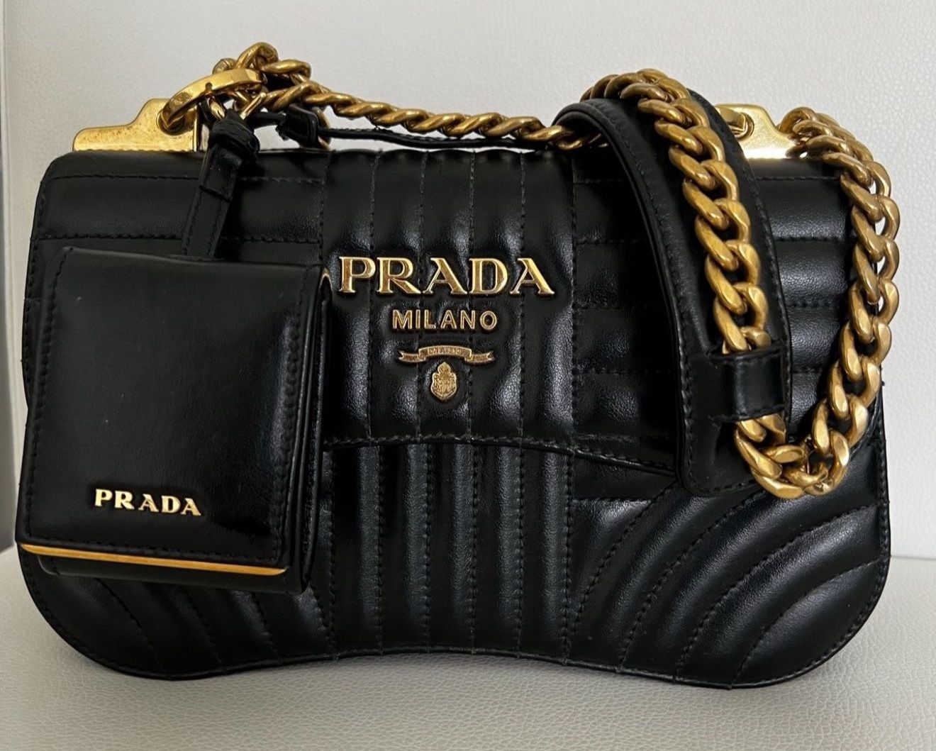 Prada Diagramme Leather Hand Bag