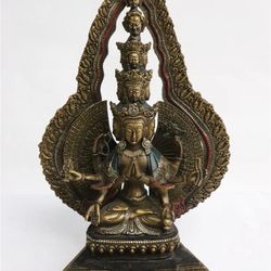 Large Chinese Bronze Sculpture Of Deity