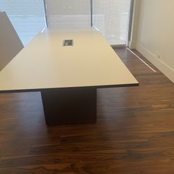White Conference Table Rectangular 4x10 With Power