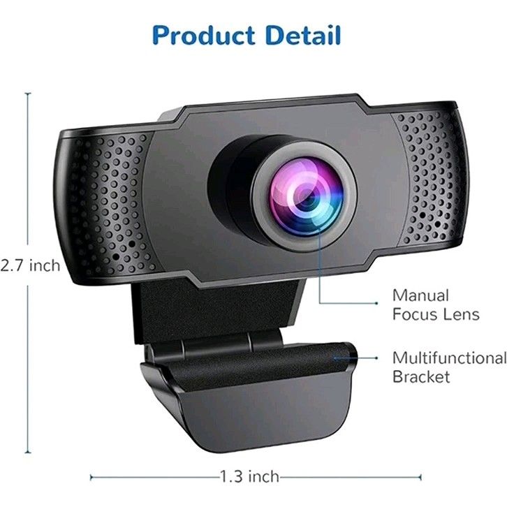 Anbes Webcam, HD 1080P Web Camera & USB PC Computer Webcam with Noise Canceling