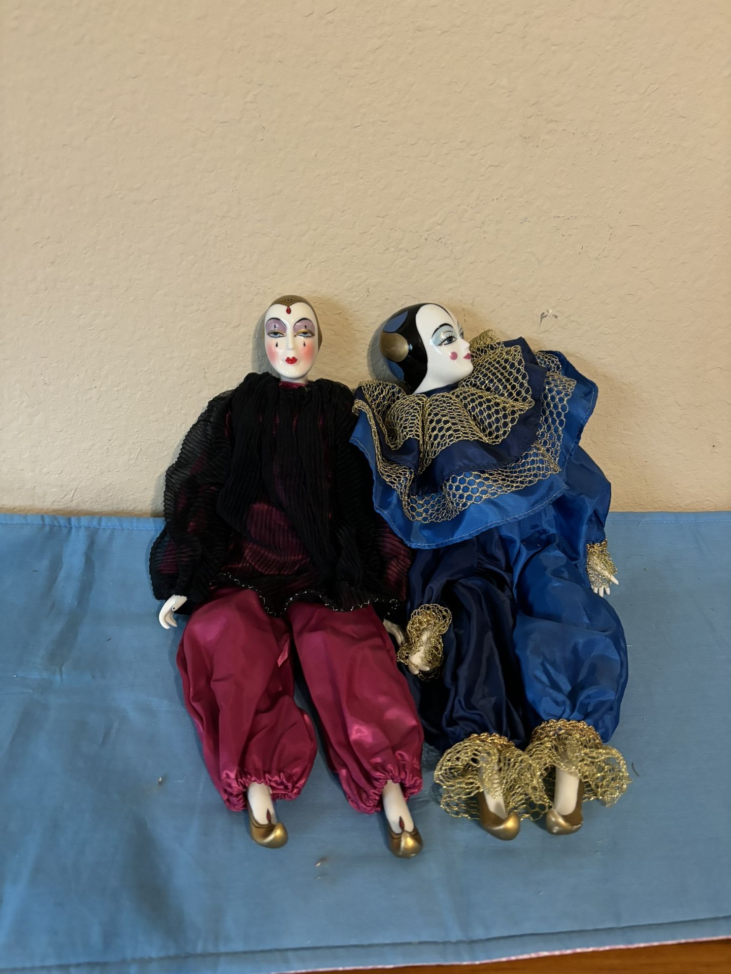 2 Porcelain Clown Dolls