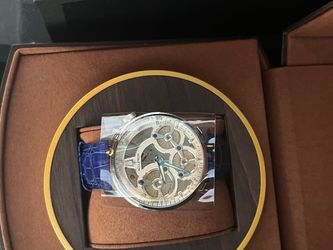 Accutron Skeleton Dial Watch Blue Leather Strap