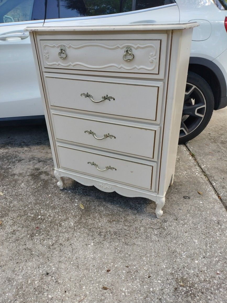 Vintage Mid-Century 4 Drawer French Provincial Chest Dresser
