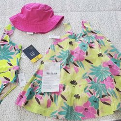 New Gap Bathing Suit, Dress, and Hat Size, 2T