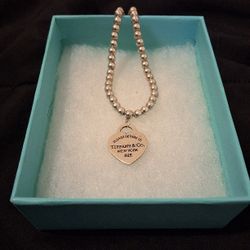Tiffany & Co. RTT Heart Tag Bead Necklace | 18” | Sterling Silver | Like New