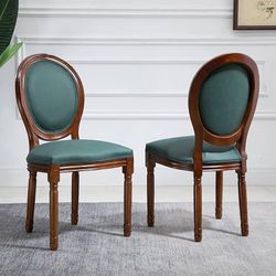 Virabit French Country Dining Chairs Set of 2, Vintage Louis Chairs with Curved Backrest and Beautifully Carved Solid Wood Frame Farmhouse Dining Chai