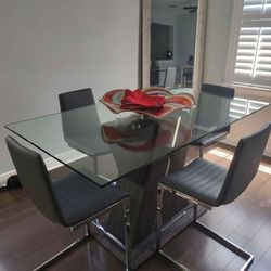 Glass Rectangle Pub Table With Chairs 