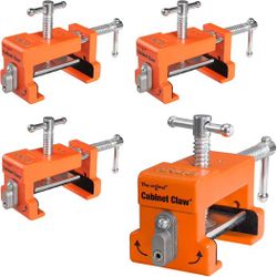 PONY 4-Pack Cabinet Clamps, 8510 Cabinet Claw, Face Frame Clamps for Installing Cabinets, 440 lbs Load Limited Orange