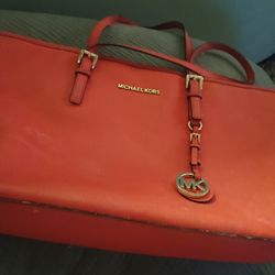 Red Michael Kors Tote Bag